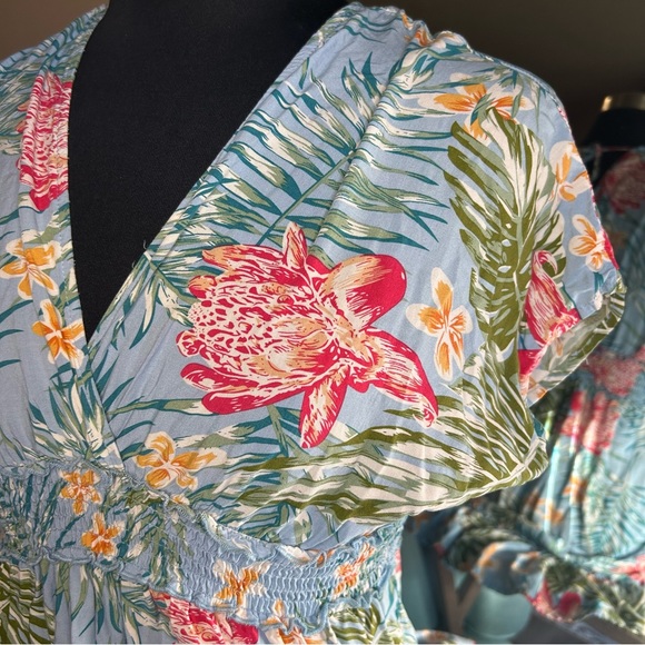 Blue Island Tropical Print Swim Cover - Picture 2 of 5